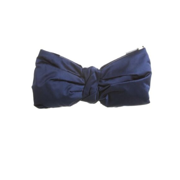 Valentino Garavani Handbags - Valentino Midnight Blue Satin Bow Clutch With Zip Closures
